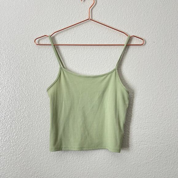 American Eagle cropped ribbed cami tank top light green - Picture 1 of 5